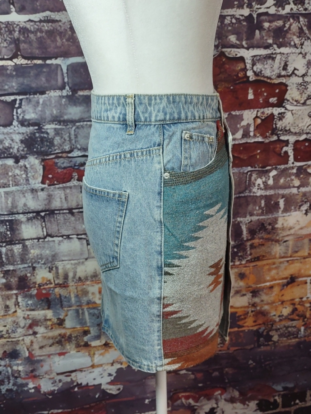 Miss Sparkling Southwestern Inspired Denim Wrap Skirt - Picture 4 of 9